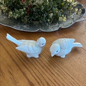 Vintage Glazed Porcelain Bird Figurines- Pair